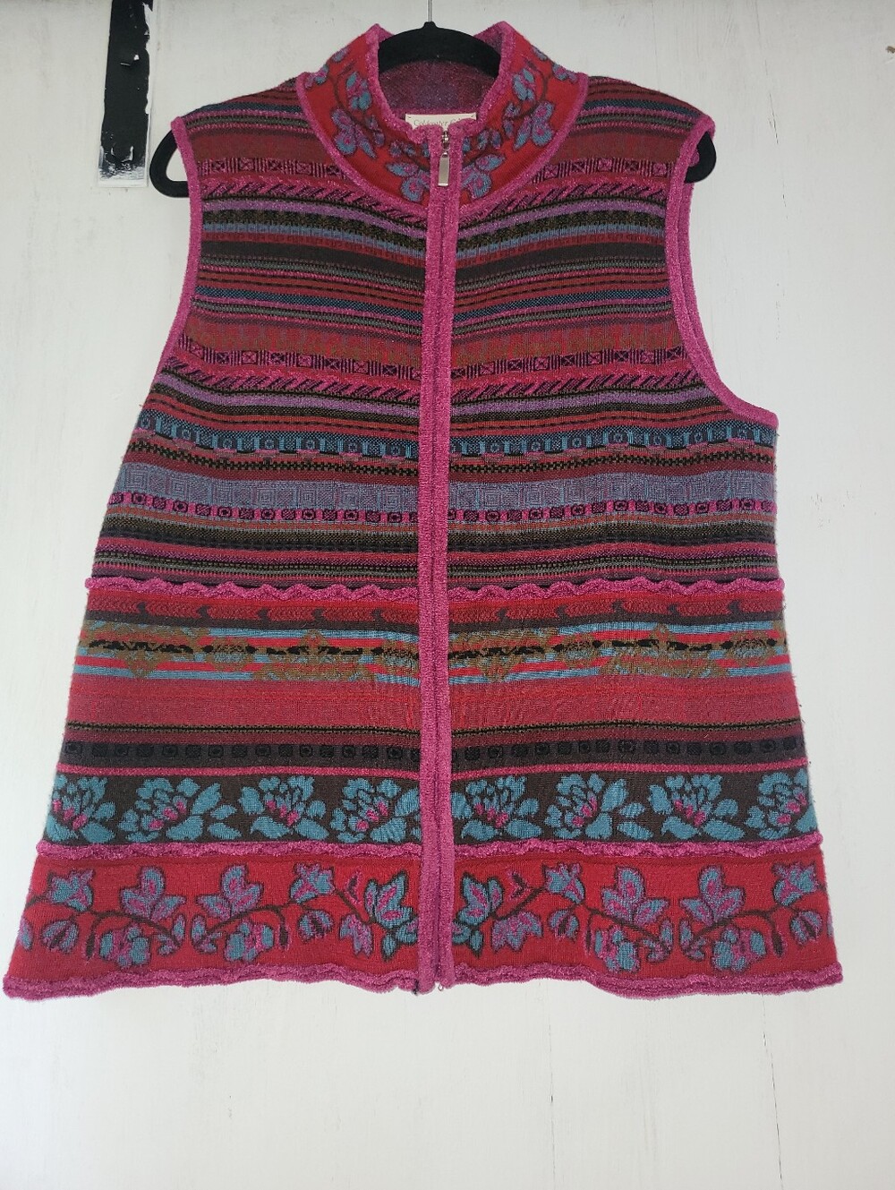 Pink Patterned Knit Sweater